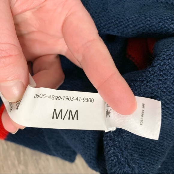 Bluenotes Women's Sweater Top Knit Cropped Stripe Long sleeve Navy Blue Medium - Picture 6 of 11